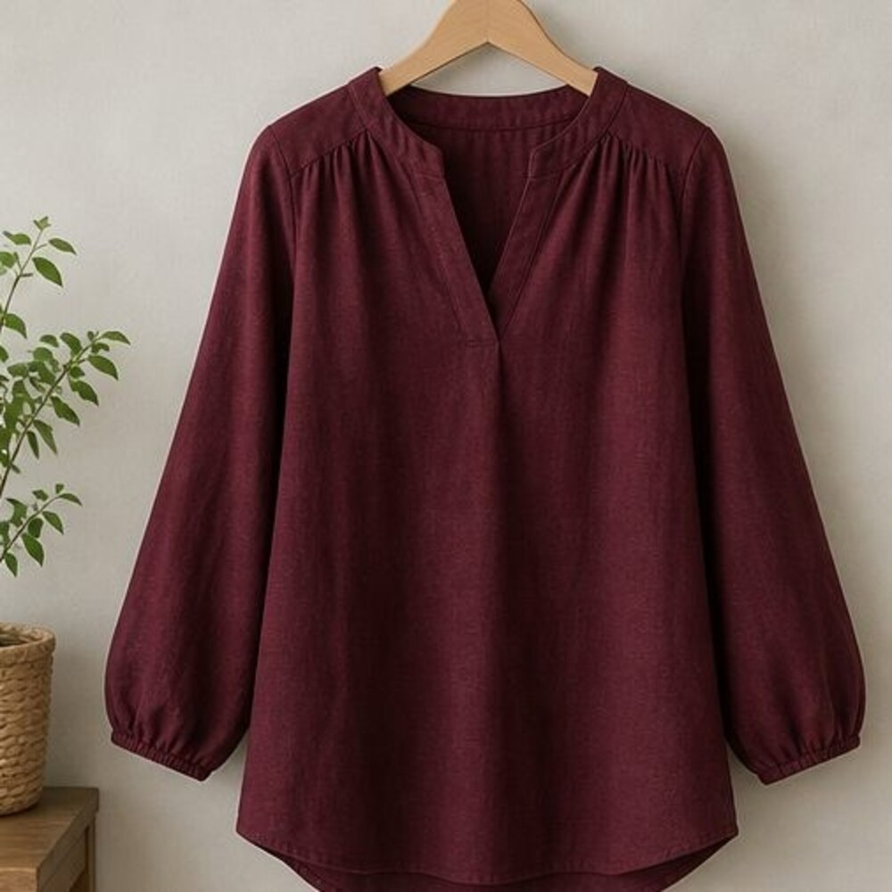 Burgundy Puff Sleeve Top